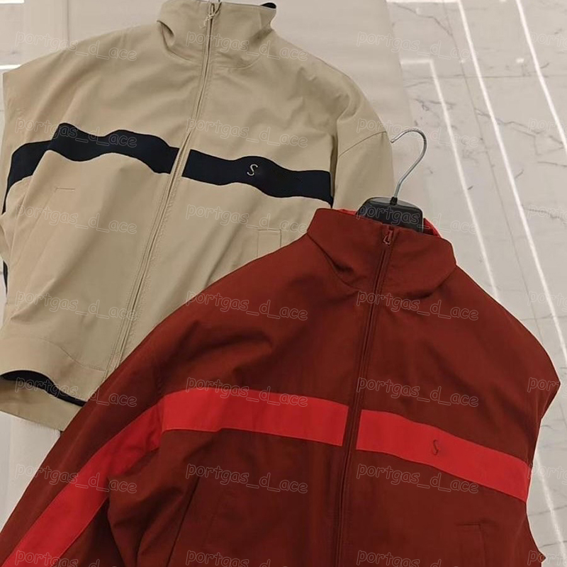 Brand Embroidery Striped Jacket Coat For Women Men Luxury Unisex Letter Zipper Up Stand Collar Coat Casual Daily Sporty Lovers Outerwear