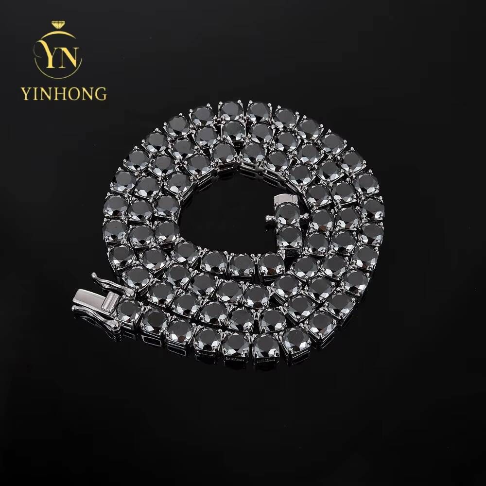 Custom Gra Jewelry Iced Out 2mm 3mm 4mm 5mm 65mm Vvs Silver 925 Hip Hop Black Vvs Moissanite Lab Diamond Tennis Chain