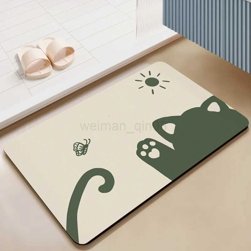 VIKAMA minimalist cartoon cat bathroom carpet absorbent anti slip quick drying foot pad bathroom entrance door mat H260316