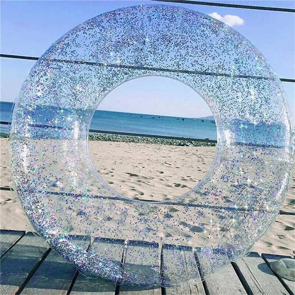 Sequin Inflatable Swim Ring Kids Adult Thickened PVC Inflatable Floating Circle For Outdoor Beach Pool Party 60/70/80/90CM M260316