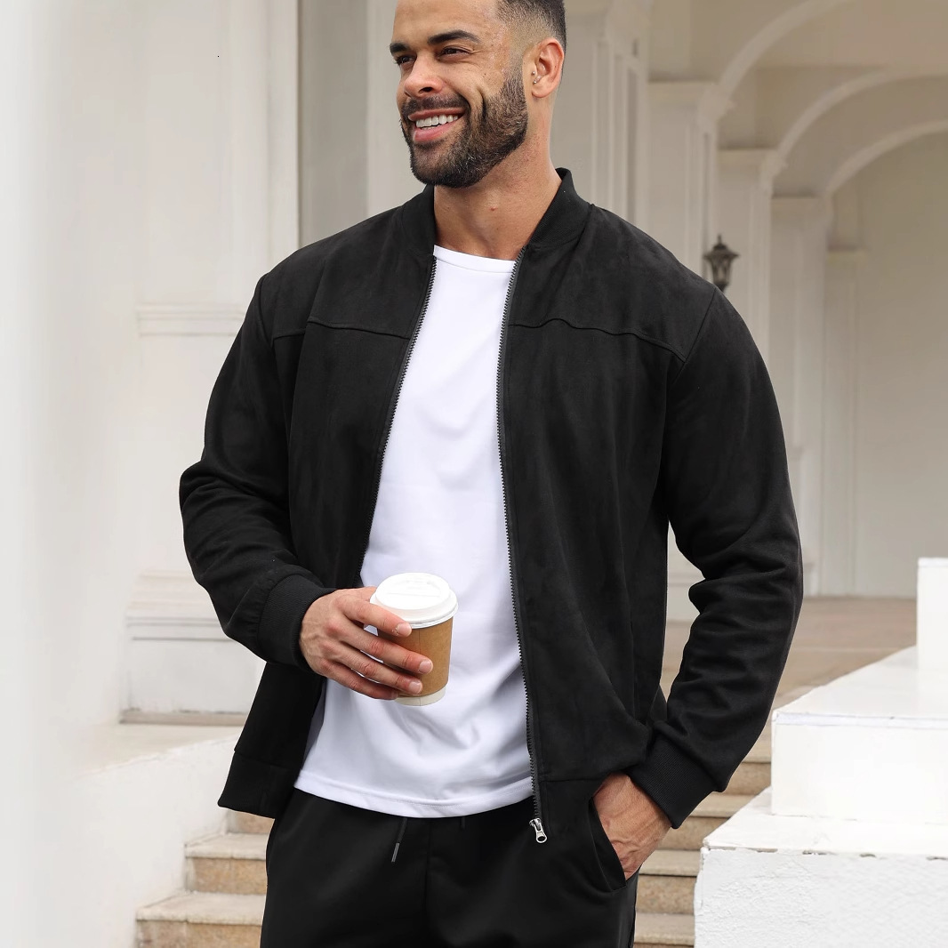 New Men's Fashion European And American European And American Fashion Casual Hotselling Designer Jacket Suede Lightweight Swea Jacket