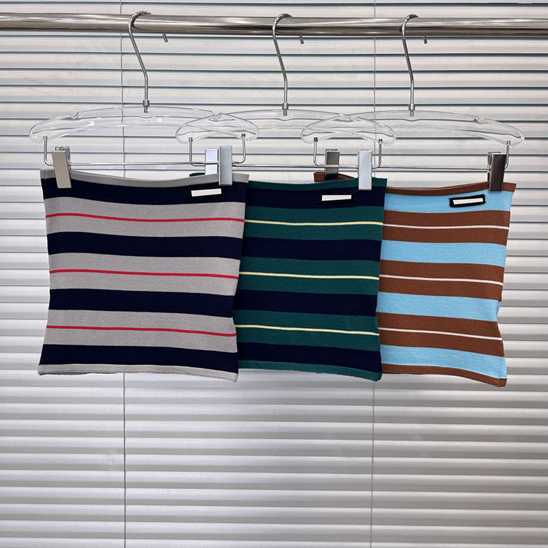 Y2k Knit Strapless Tank Tube Tops Designer Women Striped Slim Fit Camisoles Sexy Night Club Party Bandeau Knits