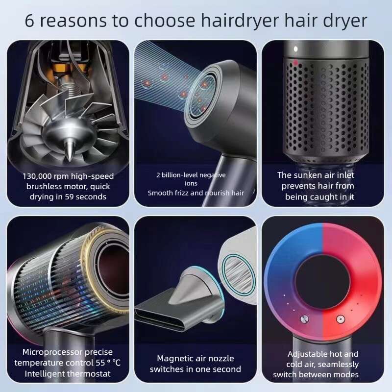 Famous Brand Famous Brand Leafless High Speed Dryer With Negative Ion Hair Care Strong Wind For Home Dormitory Salon Use Cross Border Available CKS