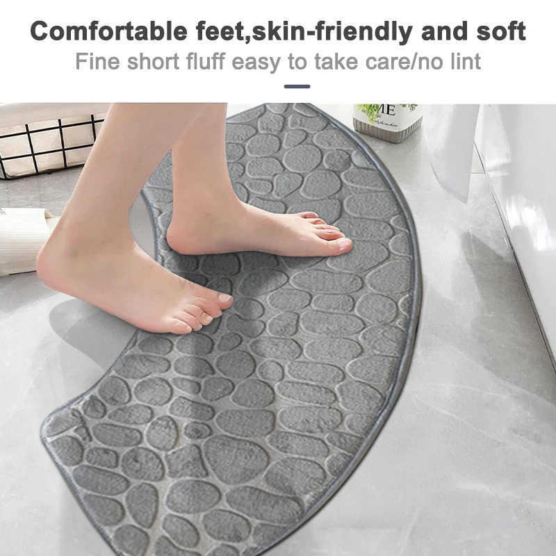3D Non Slip Bathroom Velvet Mat Cobblestone Embossed Bath Mat Absorbent Doormat Carpet Door Floor Mat Machine Wash Dry Quickly H260316