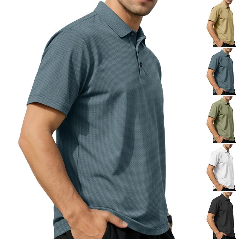 Hotselling Highend Mesh Bubble Yarn Ice Polo Silk Shortsleeve Men's Collar Designer Designer T-shirt Hoodie Summer Solid Color Plus Size Polo Shirt