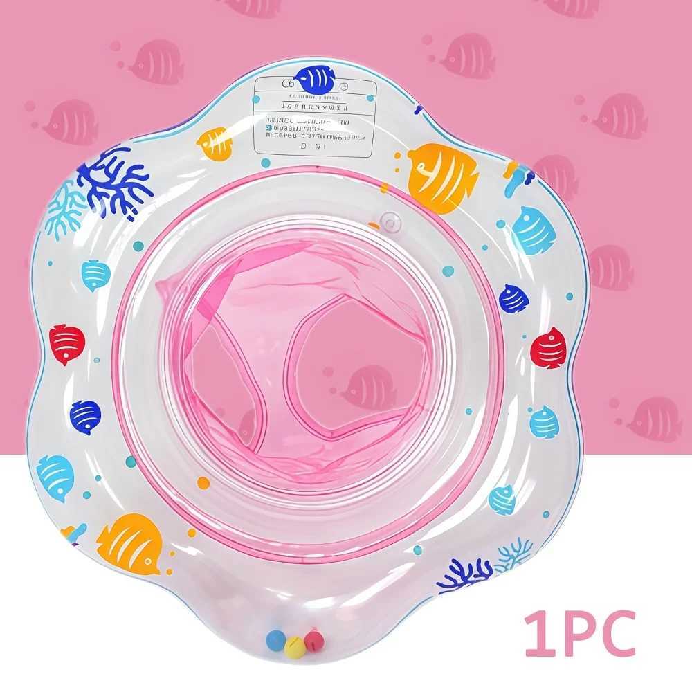 1 inflatabLE baby swim ring with doubLE safety aiRBags and safety seat pool bathtub accESSory blue green M260316
