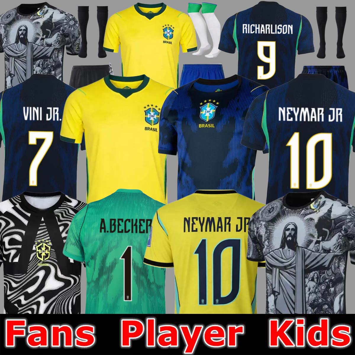 2026 World Brazil footbal kit Cup Soccer Jersey L.PAQUETA NEYMAR VINI JR. P.COUTINHO RICHARLISON football shirt G.JESUS T.SILVA BRUNO G. PELE CASEMIRO Men Kids