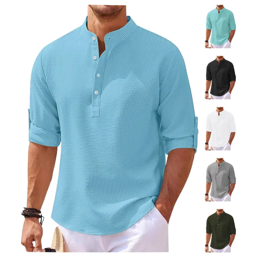 European And Polo Designer T-shirt American Designer Hoodie Independent Men's Long Sleeve Polo Shirt Summer Casual Breathable Button Stand Collar Plaid Polo Shirt