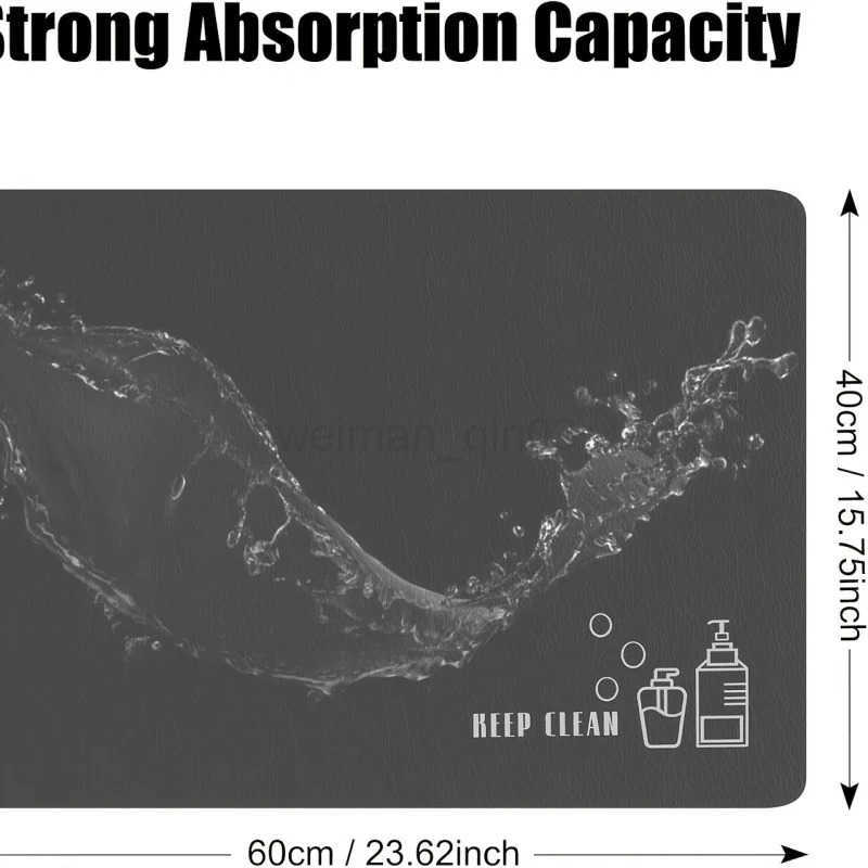 VIKAMA deep gray minimalist style bathroom floor mat bathroom absorbent anti slip foot mat bathroom entrance high-end carpet H260316