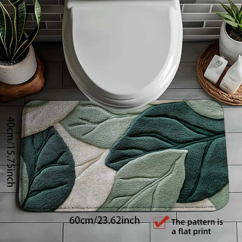 VIKAMA Nordic style green leaf bathroom floor mat bathroom quick drying anti slip mat bathroom door absorbent foot mat H260316