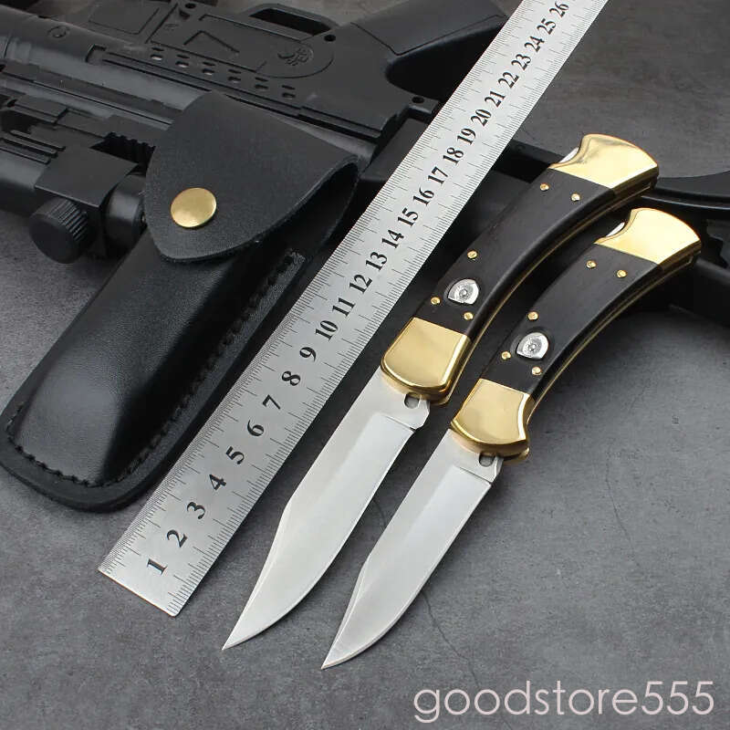 JUFULE Classic 110/112 Folding Knife 440C Steel couteau Blade Integrated brass pocket knife + fixed blade knife Ebony solid Wood Handles Camp Outdoor 