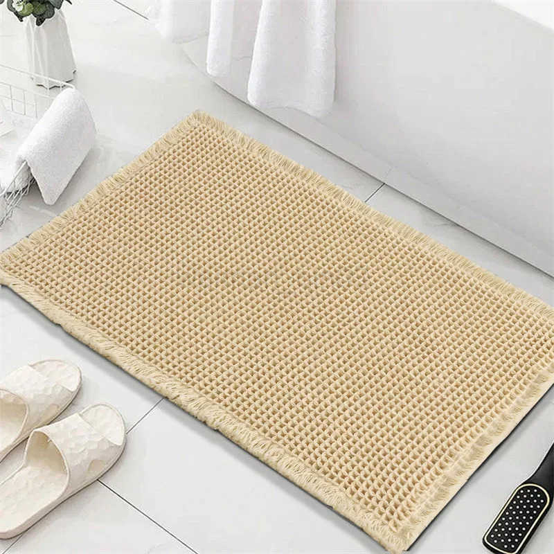 1PC Waffle Solid Color Bath Mat Washable Bathroom Rugs Anti-Slip Super Absorbent Soft Shower Mat for BathroomTub and Shower H260316