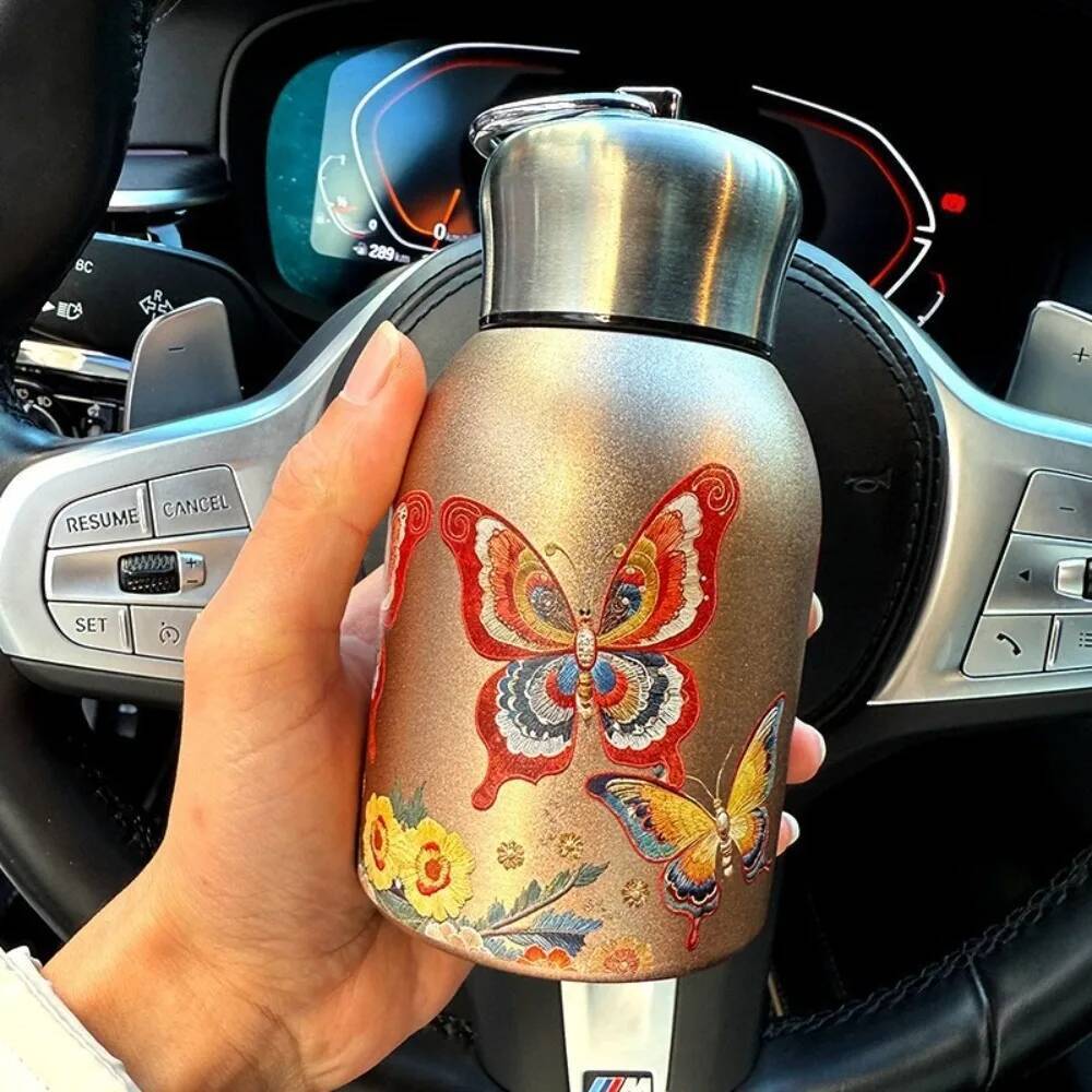 Cute Portable 304 Stainless Steel Insulated Cup Double Wall 300ml Coffee Mug Leak-Proof Mini Water Bottle Outdoor Travel Office