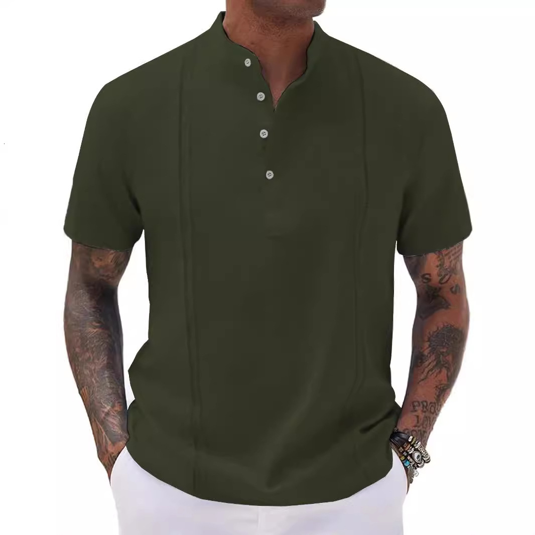 Polo Men's European And Designer Hoodie American Style Shortsleeve Striped Solid Color Buttonup Shirt Summer Designer T-shirt New Top