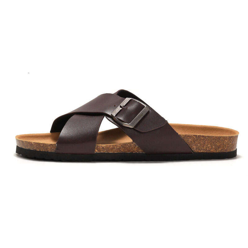 New Slippers Cross Strap Men's Beach Shoes Casual Sandals Water Cork Student