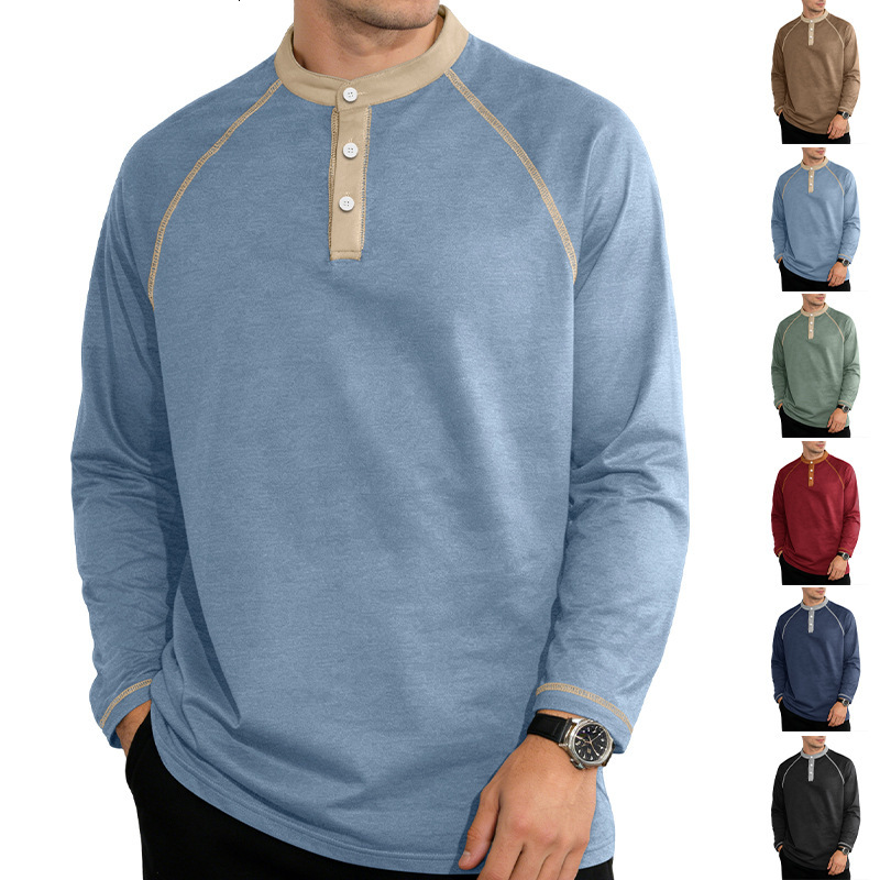 Designer T-shirt New Polo European And American Spring/autumn Men's Plus Size Designer Hoodie Buttoned Color Block Long Sleeve Casual Sports