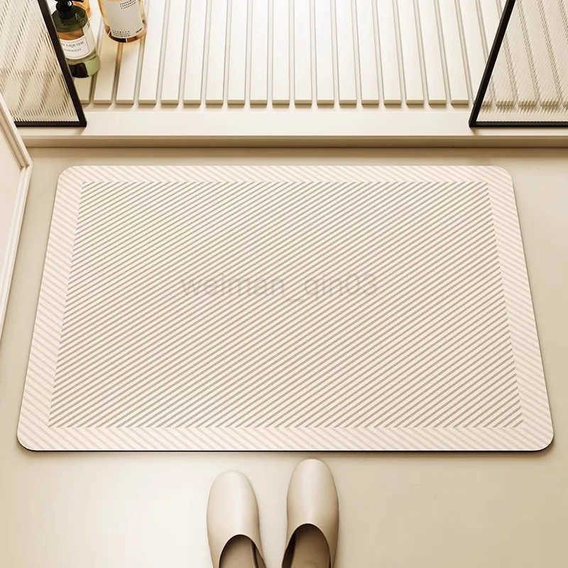 Minimalist Geometric Stripes Diatom Mud Absorbent Bathroom Non-Slip Area Bath Rug Home Decor Area Rugs Toilet Entrance Mat H260316