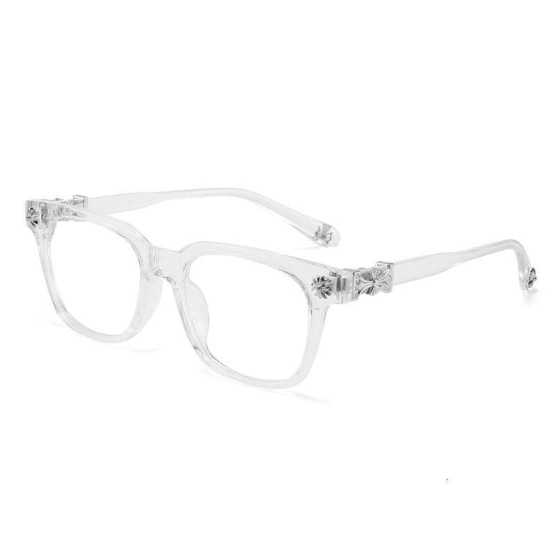 New Chrome Eyeglasses: European American Fashionable Square Frame Non-Prescription Glasses For Men And Women, Classic Travel Fashion Optical Eyewear