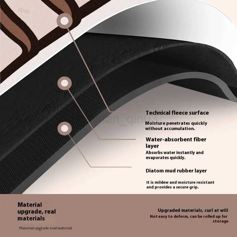 VIKAMA modern minimalist style bathroom floor mat anti slip and absorbent carpet bathroom entrance door mat H260316