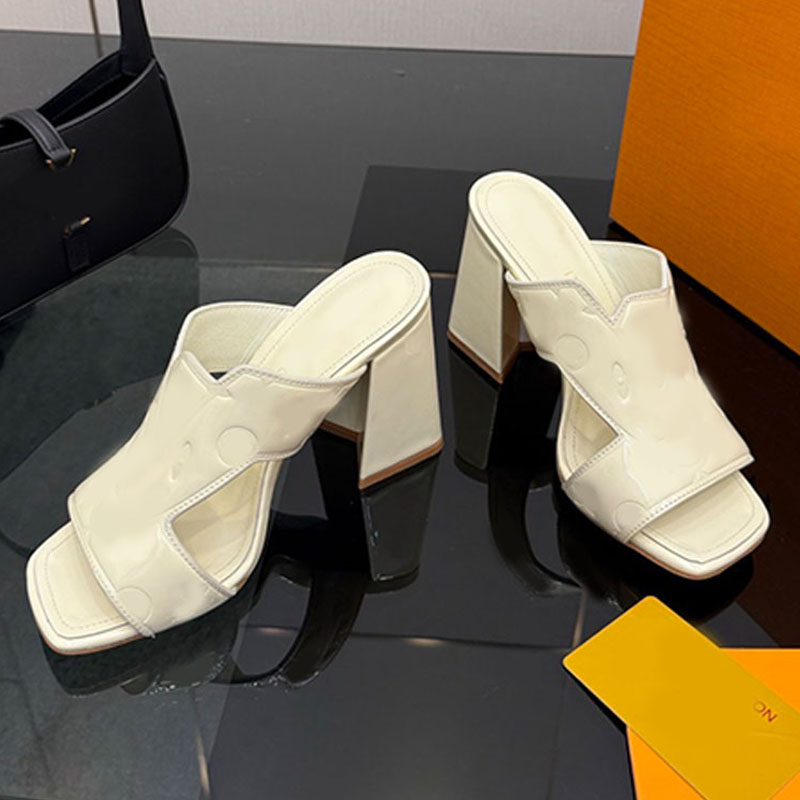 Women Grained Calf Leather Oasis sandals mules Luxury quality Patent Leather casual chic style lady elegant Kitten Heel sandal Ladies genuine leather heels