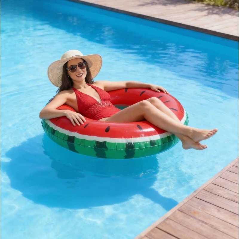 Fun Fruit-Shaped Swimming Ring for Adults - Vibrant Summer Pool Beach Float Durable PVC Perfect for Photos Pool Parties M260316