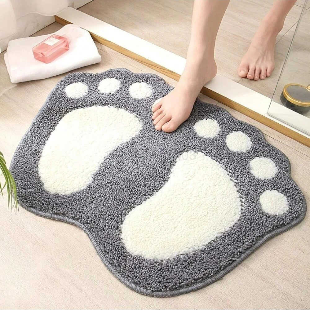 Foot Print Bath Mats Non Slip Memory Foam Bathroom Carpet Foot Shaped Rug for Toilet Floor Water Absorption Microfiber Door Mat H260316