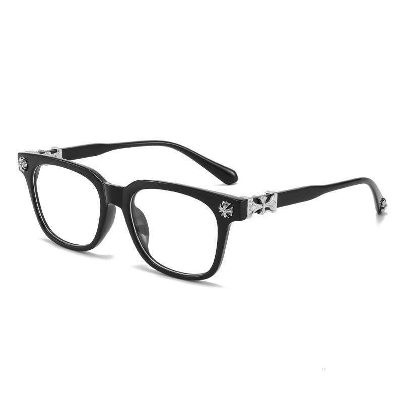 New Chrome Eyeglasses: European American Fashionable Square Frame Non-Prescription Glasses For Men And Women, Classic Travel Fashion Optical Eyewear