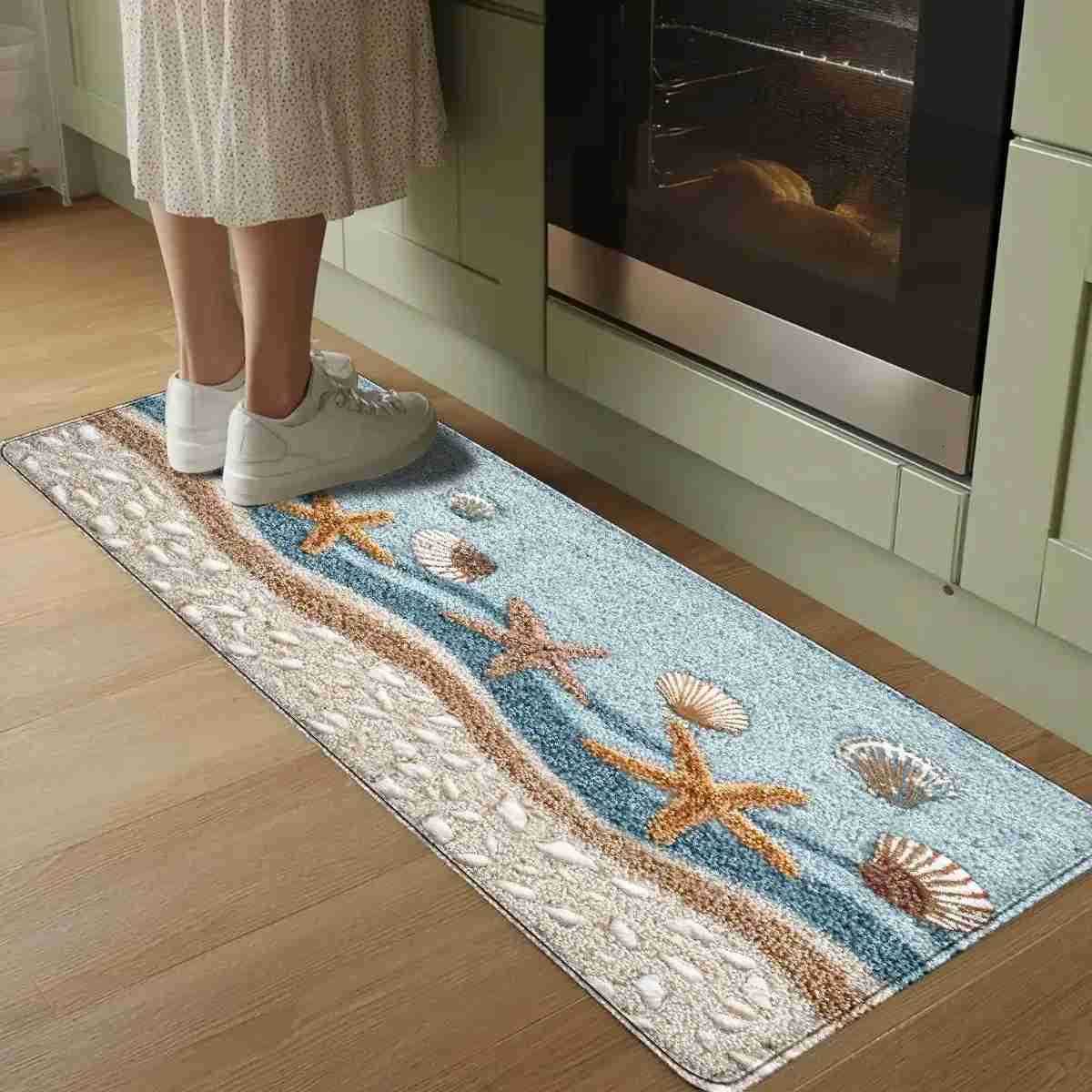 VIKAMA starfish shell floor mat anti slip bathroom mat shower room bathroom absorbent carpet home decoration H260316