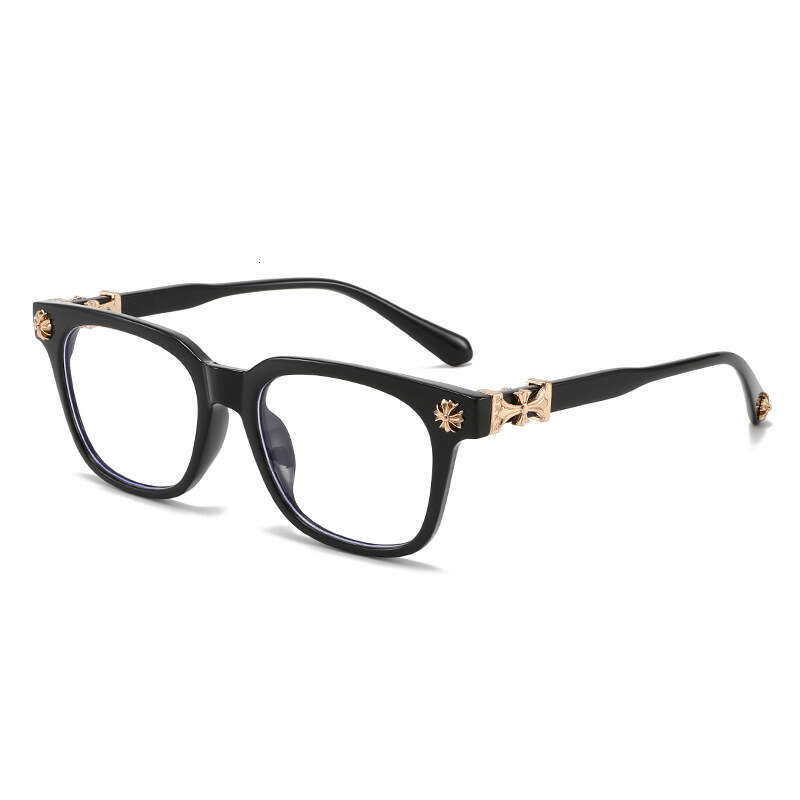New Chrome Eyeglasses: European American Fashionable Square Frame Non-Prescription Glasses For Men And Women, Classic Travel Fashion Optical Eyewear