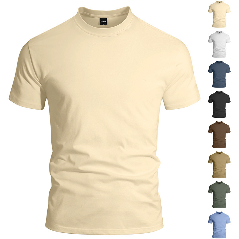 European And American Summer Designer T-shirt Men's Simple Solid Color Fashion Casual Designer Hoodie Polo Sports Fitted Inner Wear Short Sleeve
