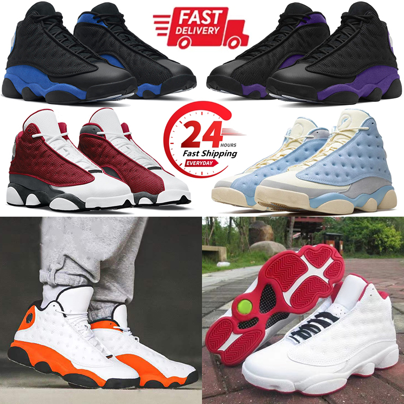 With Box Mens 12 13 Basketball Shoes Blue Grey Red Black Flint Playoffs Wheat Court Purple Hyper Royal Obsidian Breed man 12s 13s Sports Sneaker Trainers