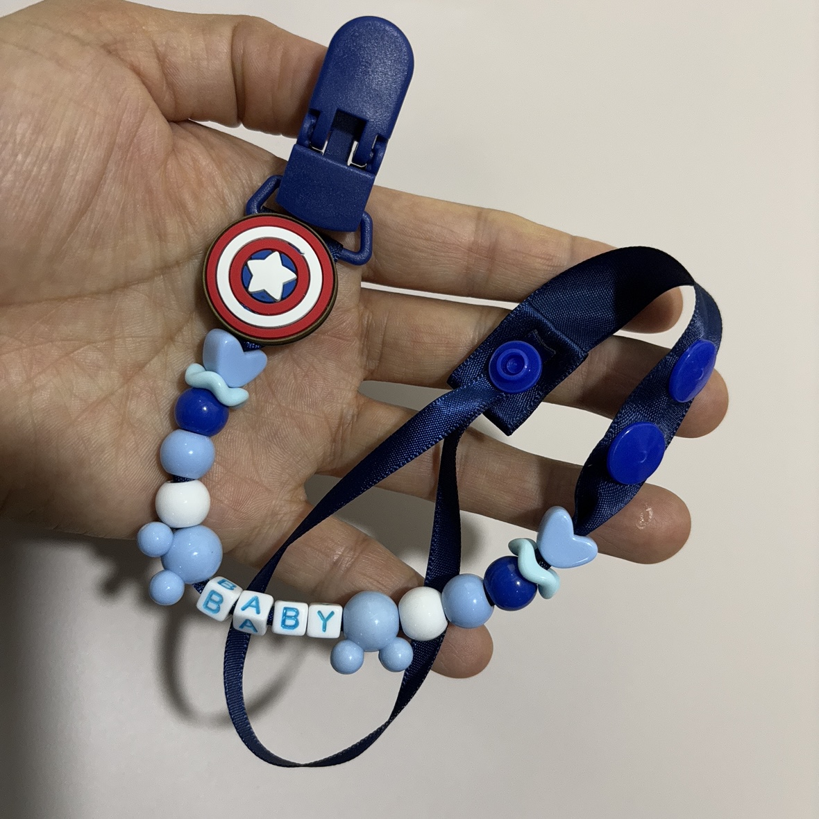 Blue Educational Beads Pacifier Holder for Baby Pacifier Lion Cartoon Print Set BPA Free New High Quality Paci Baby Shower Gifts Boys & Girls DIY uniq