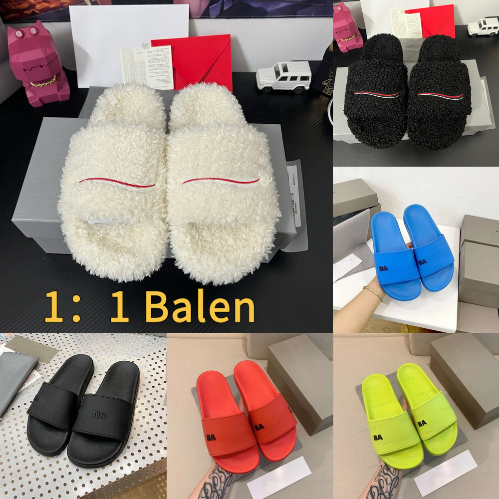 Baleniagag Shoes Slides Bal Furry Designer Mules Wintr Womn Mn Paris Slipprs Ladis Fashion Wool Fur Fluffy Warm Lttrs Sandals Comfortabl Fuzzy Slippers 09f