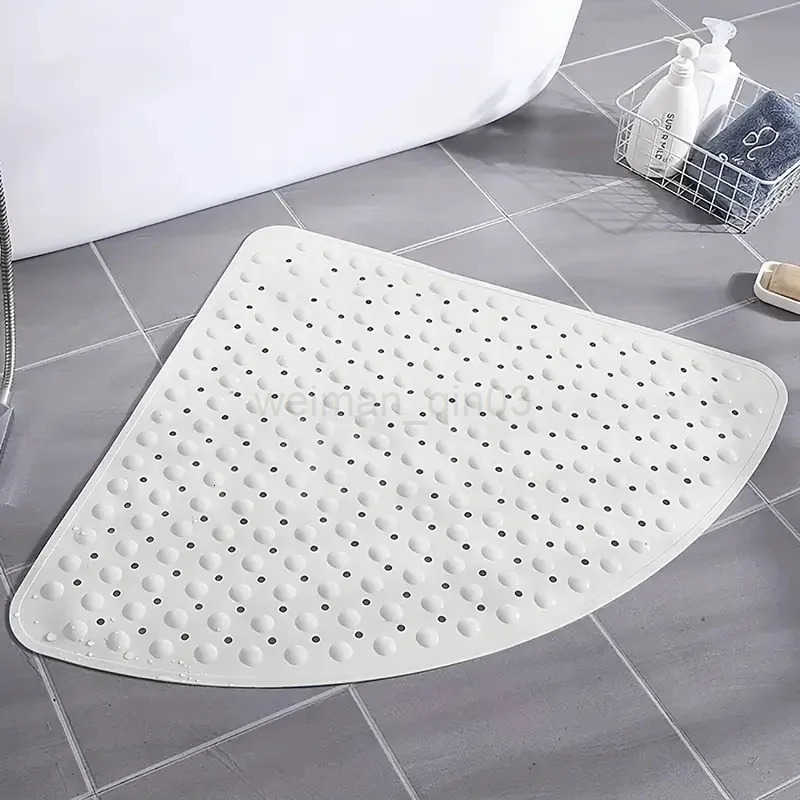 1pc Non-Slip Corner Bath Mat with Suction Cups Drain Holes 21x21in PVC Shower Mat Bathtub Mat Machine Washable Floor Mat H260316