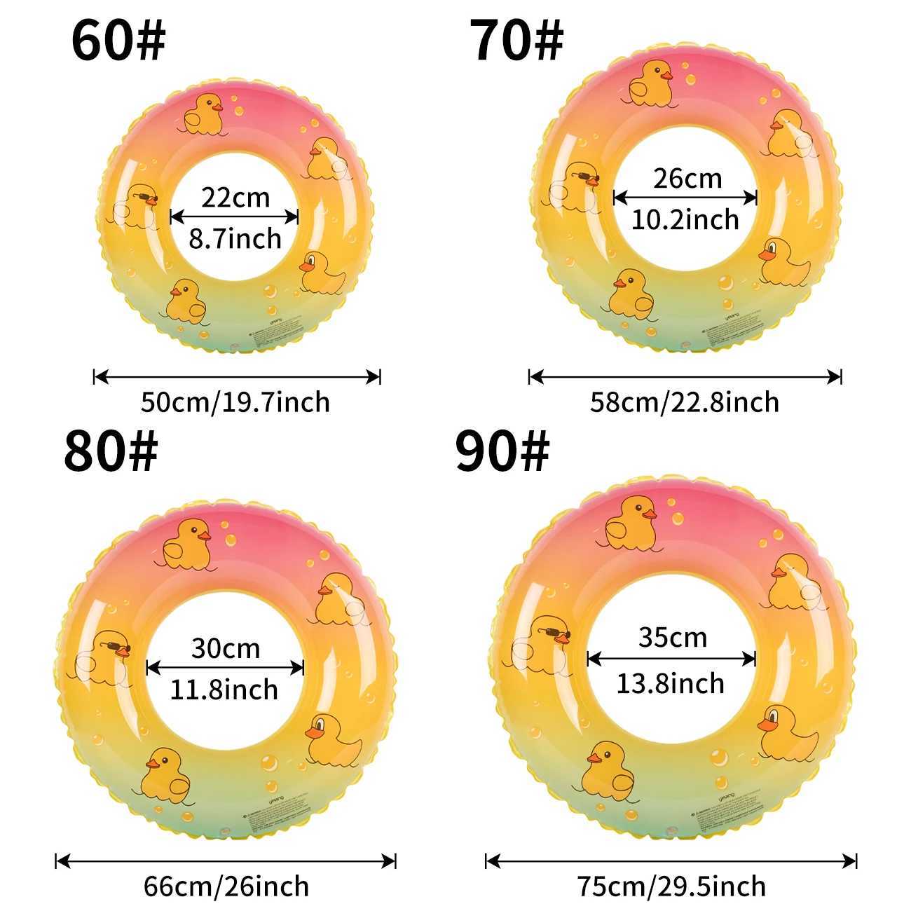 Inflatable Gradient Duck Swim Ring for Kids and Adults Pool Float for Swimming Party Lake Beach M260316