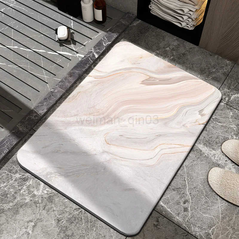 VIKAMA Diatomite Carpet Home Decor Bathroom Porch Imitation Marble Texture Absorbent Non-Slip And Dirt-Resistant Easy To Clean H260316