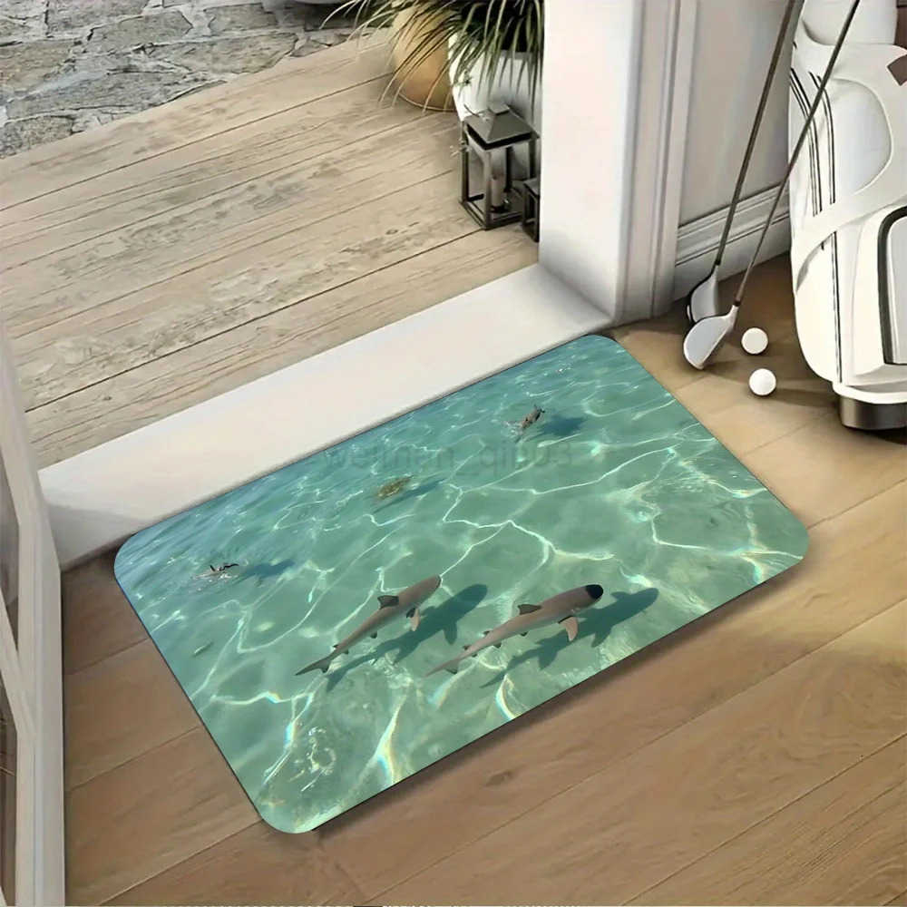Underwater World Diatom Mud Bathroom Carpet Quick Suction Anti Slip Washable Shower Room Entrance Floor Mat H260316
