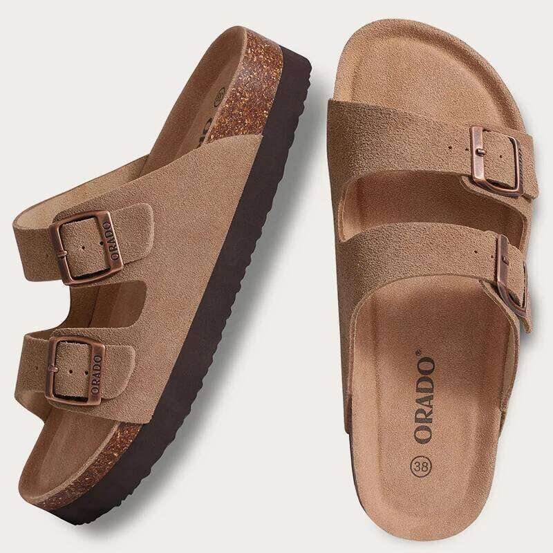 2026 Pallene For Women New Unisex Classic Cork womens slippers Sandals Fashion Cow Suede Clogs Mules Men Outdoor Beach Slippers