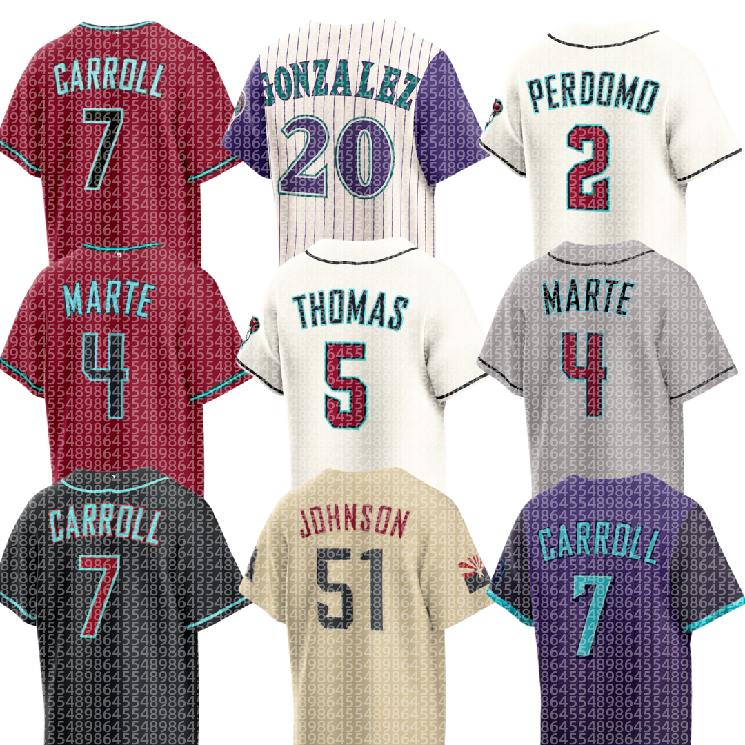 Diamondbacks Baseball Jersey Randy Johnson Luis Gonzalez Corbin Carroll Ketel Marte Zac Gallen Lourdes Gurriel Jr. Geraldo Perdomo Alek Thomas Gabriel Moreno Men
