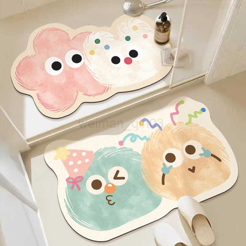 VIKAMA Cute and Fun Big Eyes Cloud Bathroom Carpet Absorbent Anti slip Quick drying Foot Mat Toilet Entrance Door Mat H260316