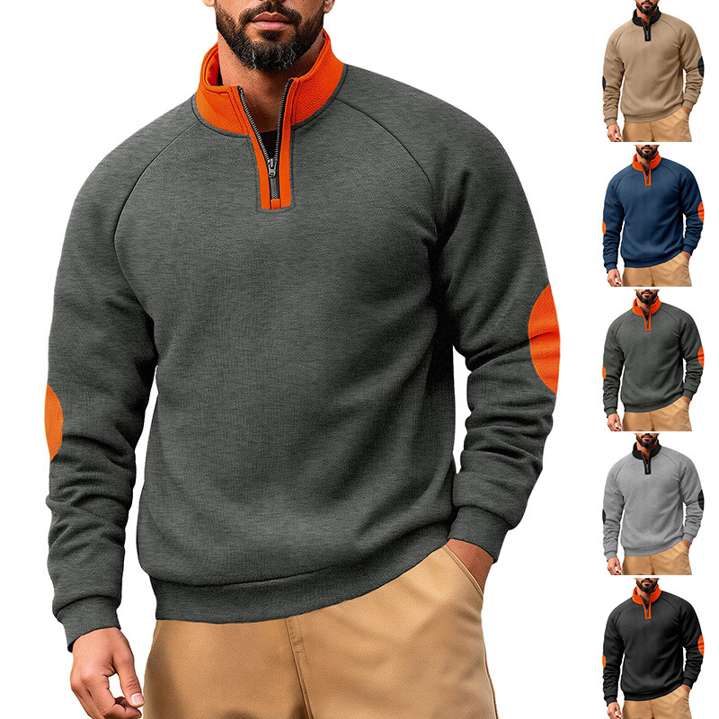 European And American Polo Men's Standup Collar Casual Sports Colorblocked Zipup Embroidered Longsleeve Designer T-shirt Henry Fashion Designer Hoodie Street