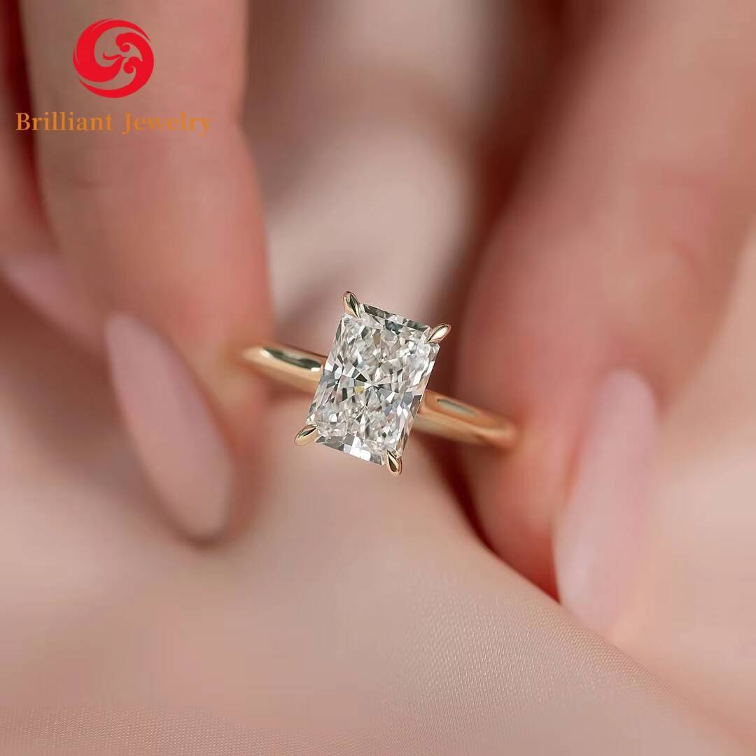 Fashion Luxury GRA Certified VVS D Radiant Cut 3CT Moissanite Wedding Engagement Ring 14K 18K Solid Gold Ring for Women Men