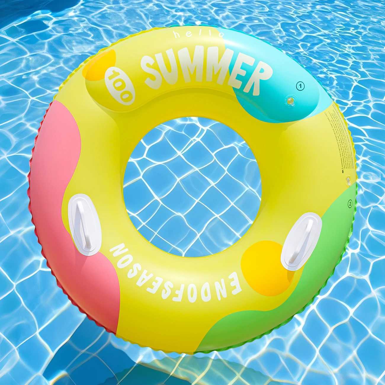 1PC Vibrant Color Thickened Inflatable Swim Ring Adult Underarm Swimming Ring for Summer M260316