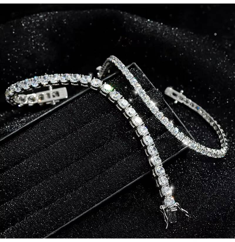 Wholesale 925 Sterling Silver 4mm Black Moissanite Tennis Chain Hip Hop Style Necklace for Men Women Wholesale Jewelry for Men