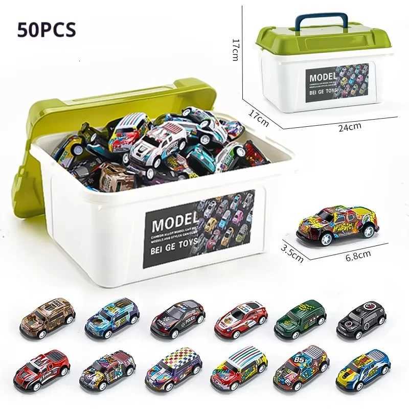 30 - 50PCS Mini Alloy Cars Model Set with Storage Box Diecast Pull-Back Vehicle Toys for Boys Gift for Christmas Birthday Gift Y260316