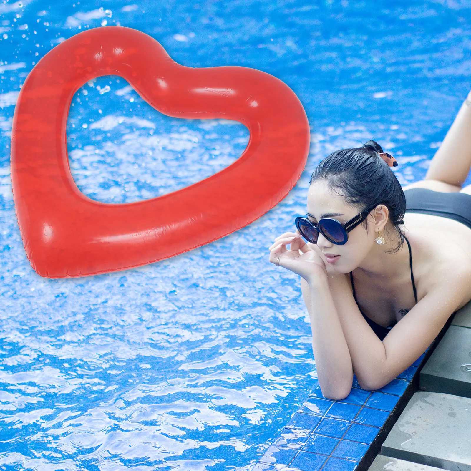 Heart Shaped Inflatable Swimming Ring Premium PVC Float for Beach Pool Summer Water Fun Adult Swim Aid Lovely Cool Design Gift M260316