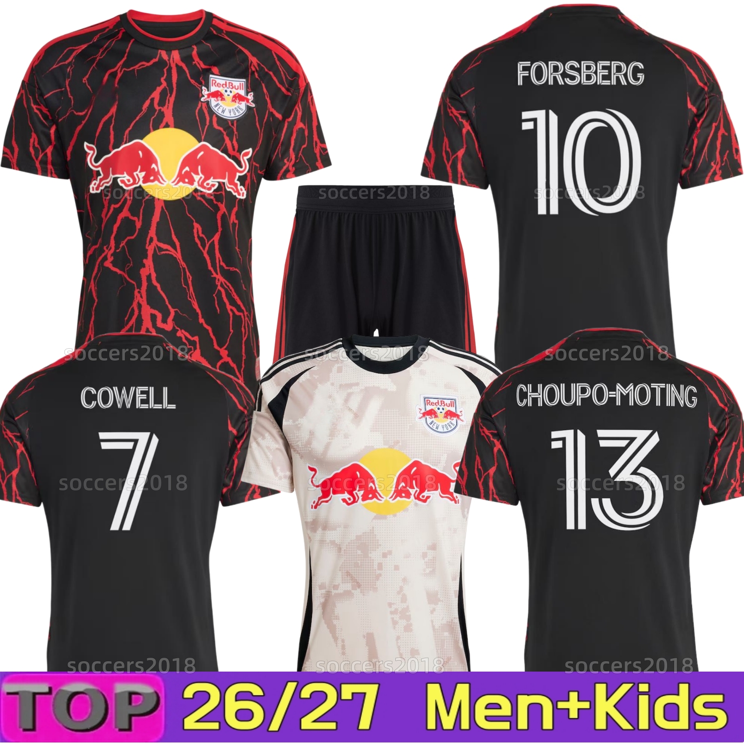 New York Red 2026 2027 Bulls soccer jerseys FORSBERG COWELL MORGAN CHOUPO=MOTING EDELMAN TOLKIN ELIAS MANOEL AMAYA BURKE 25 26 27 Home Away Football Shirt men Kids Kit