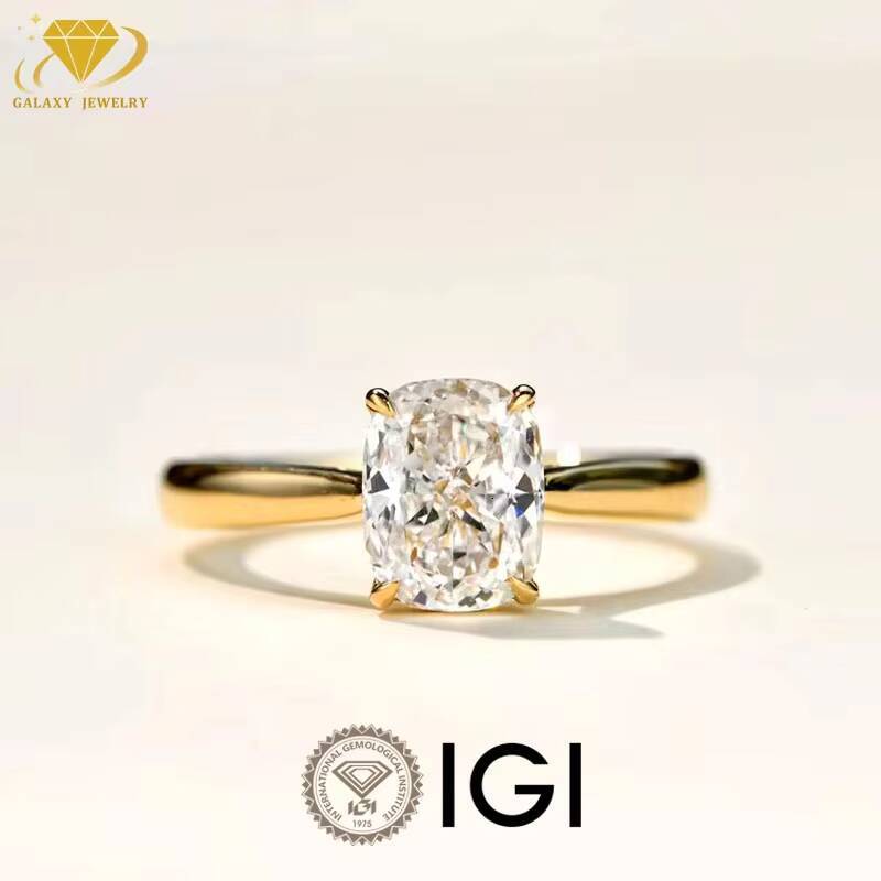 Luxury Jewelry 14K Gold VVS DEF Color Elongated Cushion Cut Lab Grown Diamond Engagement Ring IGI Certificate Wedding Rings