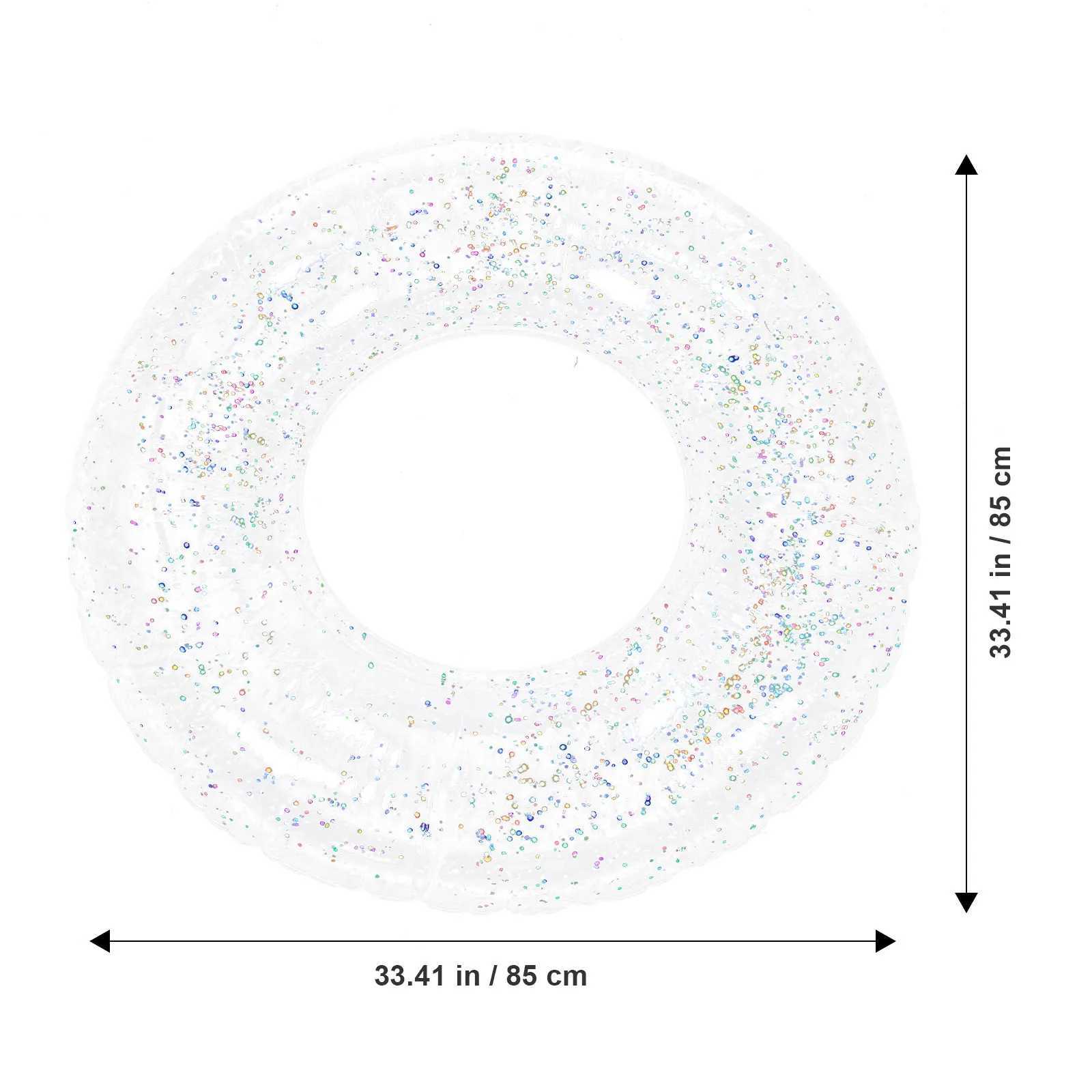 Glitter Sequins Transparent Swimming Ring Inflatable Float Tube for Adults Pool Beach Summer Leisure Easy M260316