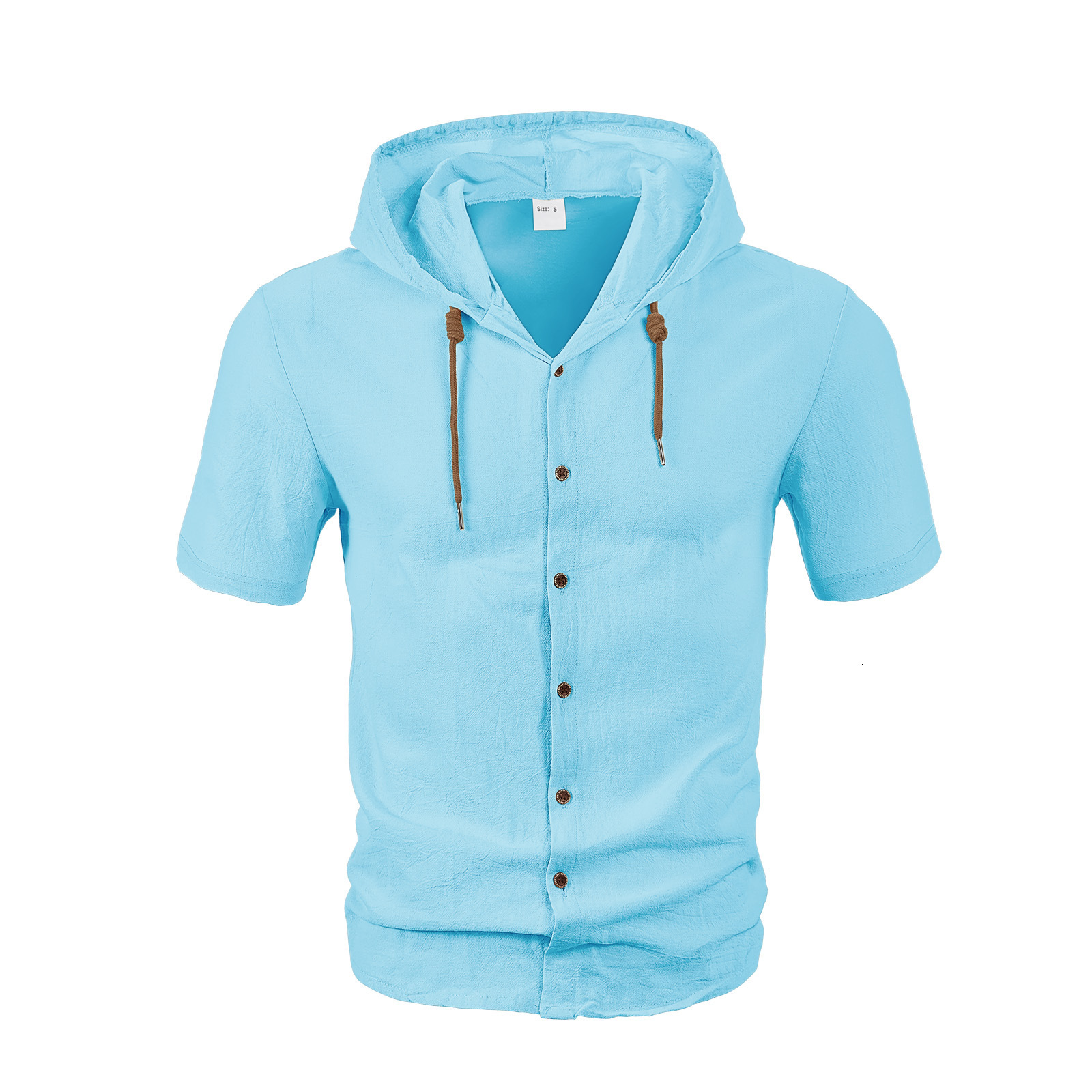 American Designer T-shirt Style Linen Polo Men's Shirt Designer Hoodie Fashion Casual Summer Breathable Thin Hooded Short Sleeve Cardigan Jacket